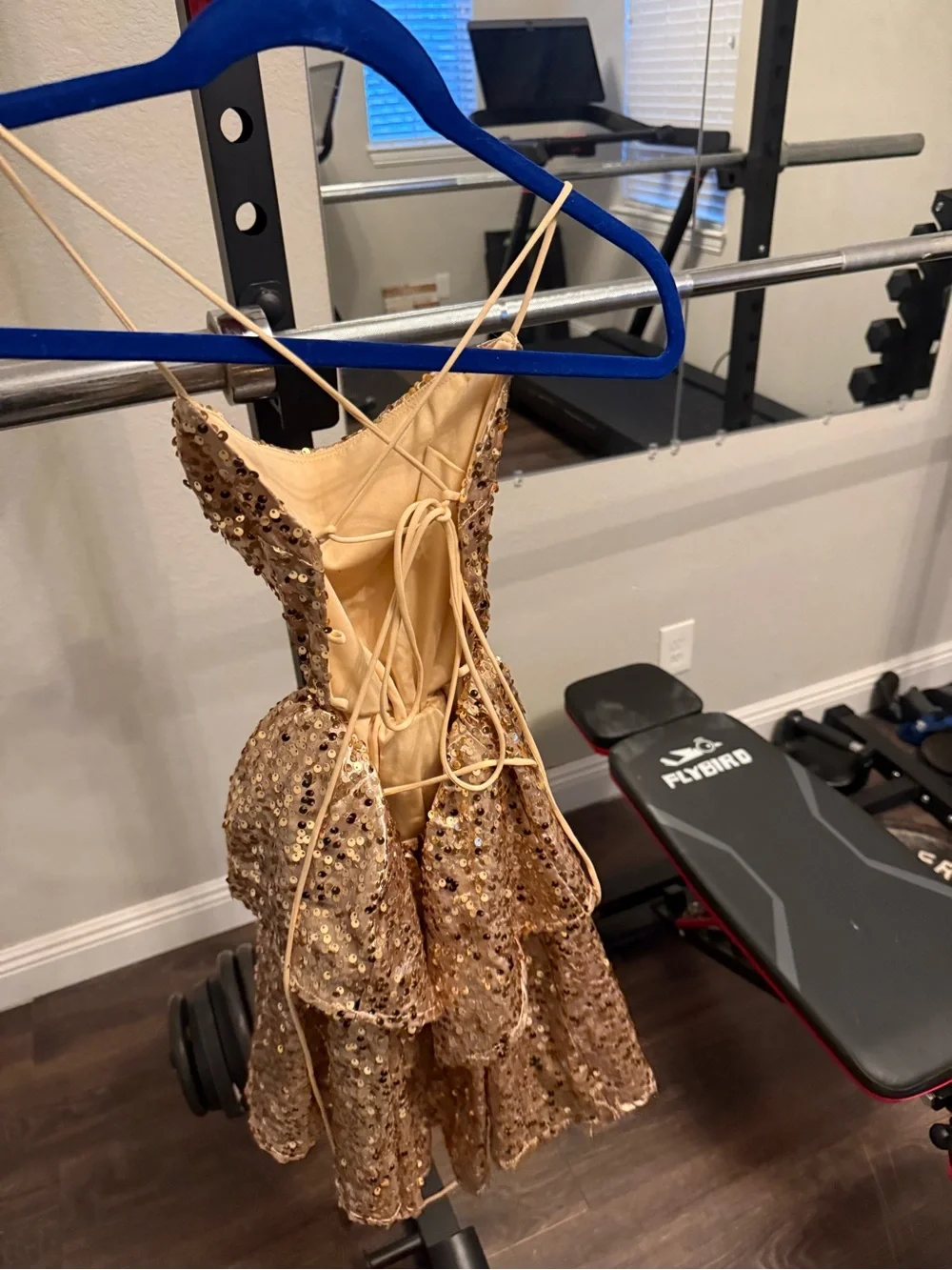 Lucy in the Sky Gold Sequin Mini Dress NEW